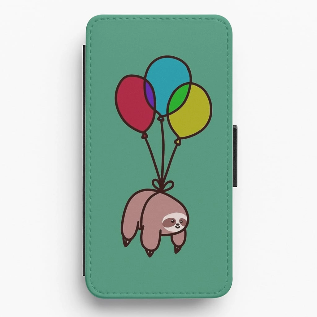 Matte Texture Surface Protective Layer Balloon Sloth Flip Wallet Phone Case