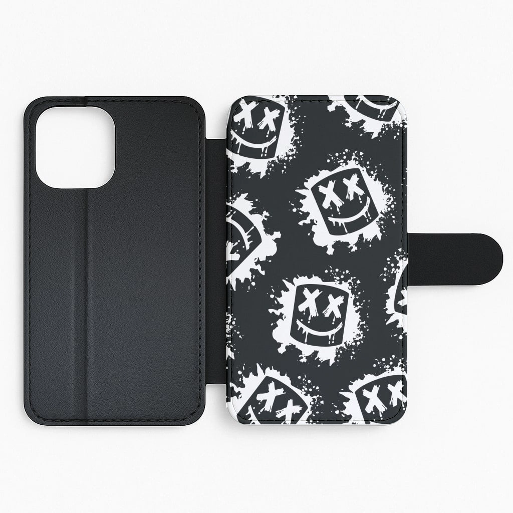 Modern Style premium design Black And White Helmet DJ Pattern Flip / Wallet Phone Case