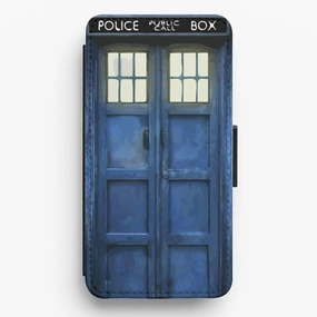 Police Box Flip / Wallet Phone Case Refined Shield Minimal Edge Design