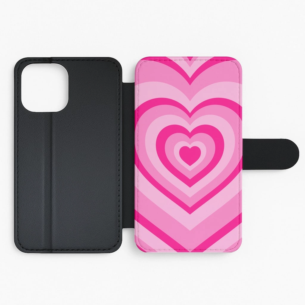 Pink - Colourful Hearts Flip / Wallet Phone Case Shock Layer