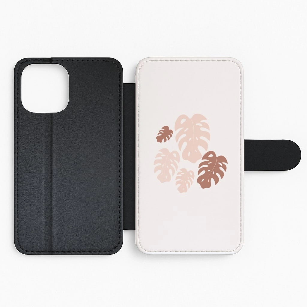 Shock Absorbing Monstera Pattern Flip / Wallet Phone Case