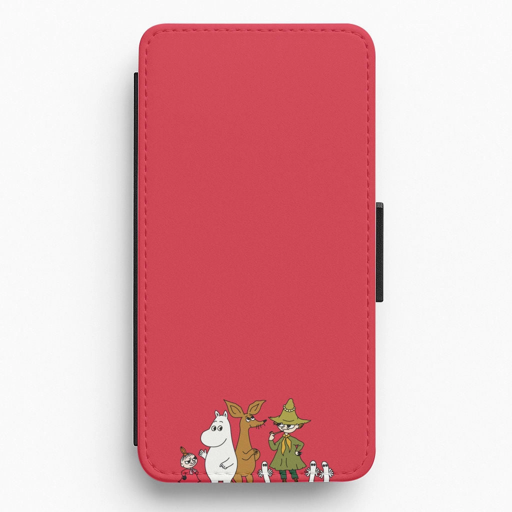 Eco Friendly Shockproof Corners Moom Characters Flip / Wallet Phone Case