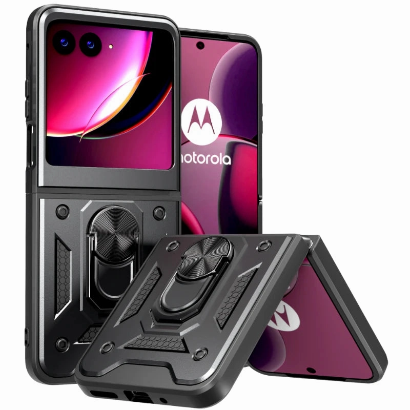 Flexible Pattern Layer Motorola Razr Plus 2023/Razr 40 Ultra Armor Case with Removable Camera Shutter