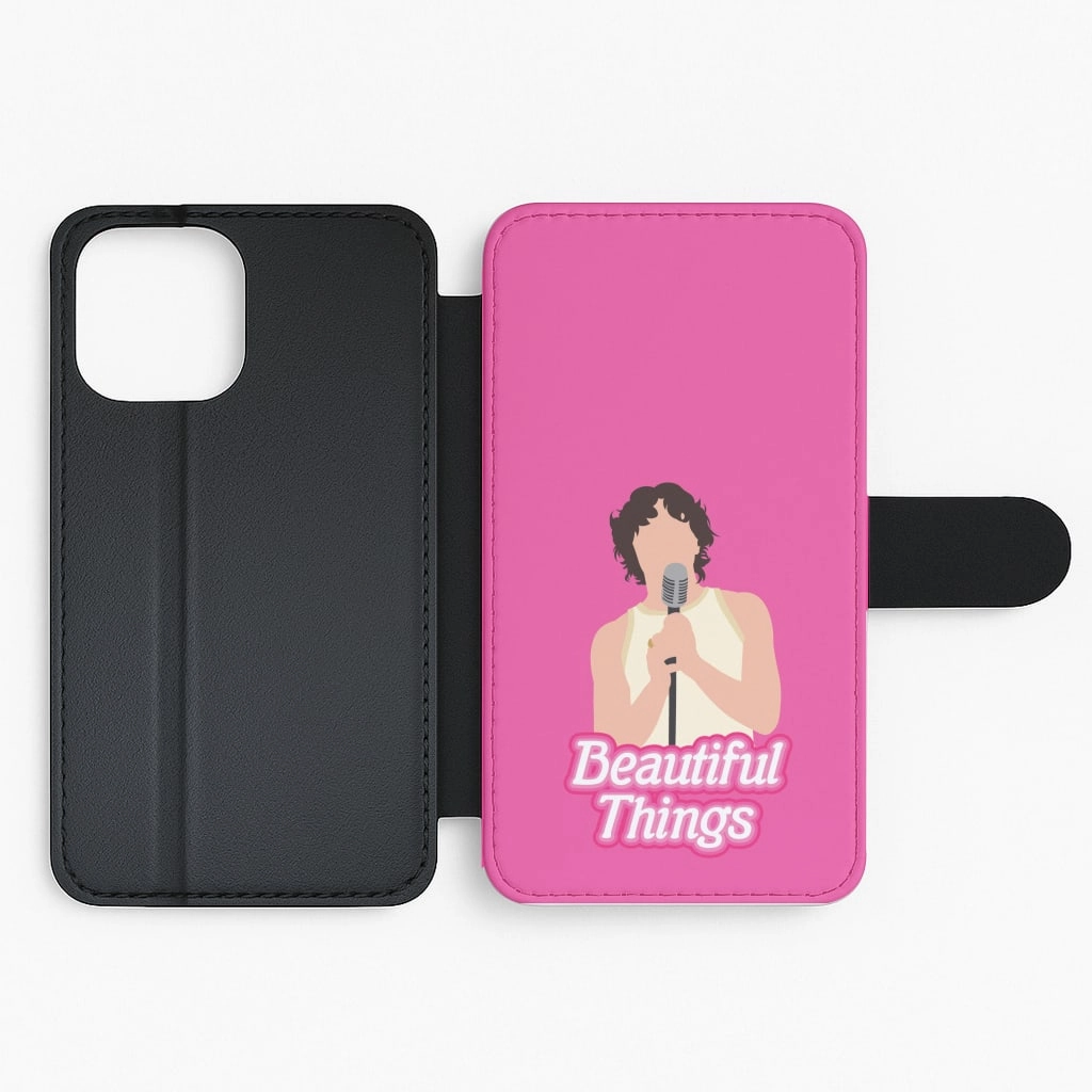 Neon Pink Beautiful Things Flip / Wallet Phone Case Hybrid Surface Layer