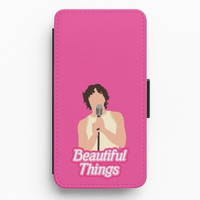 Neon Pink Beautiful Things Flip / Wallet Phone Case Premium Edge