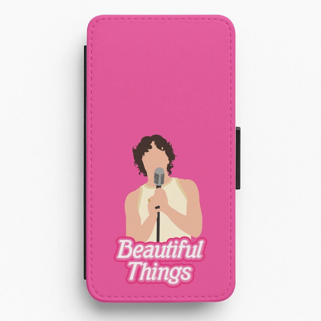 Neon Pink Beautiful Things Flip / Wallet Phone Case Premium Edge