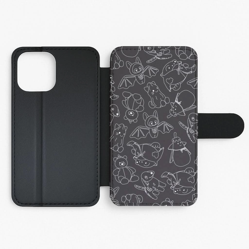 Shock shield Stylish Detailing Halloween Plushies Pattern II - Halloween Flip / Wallet Phone Case