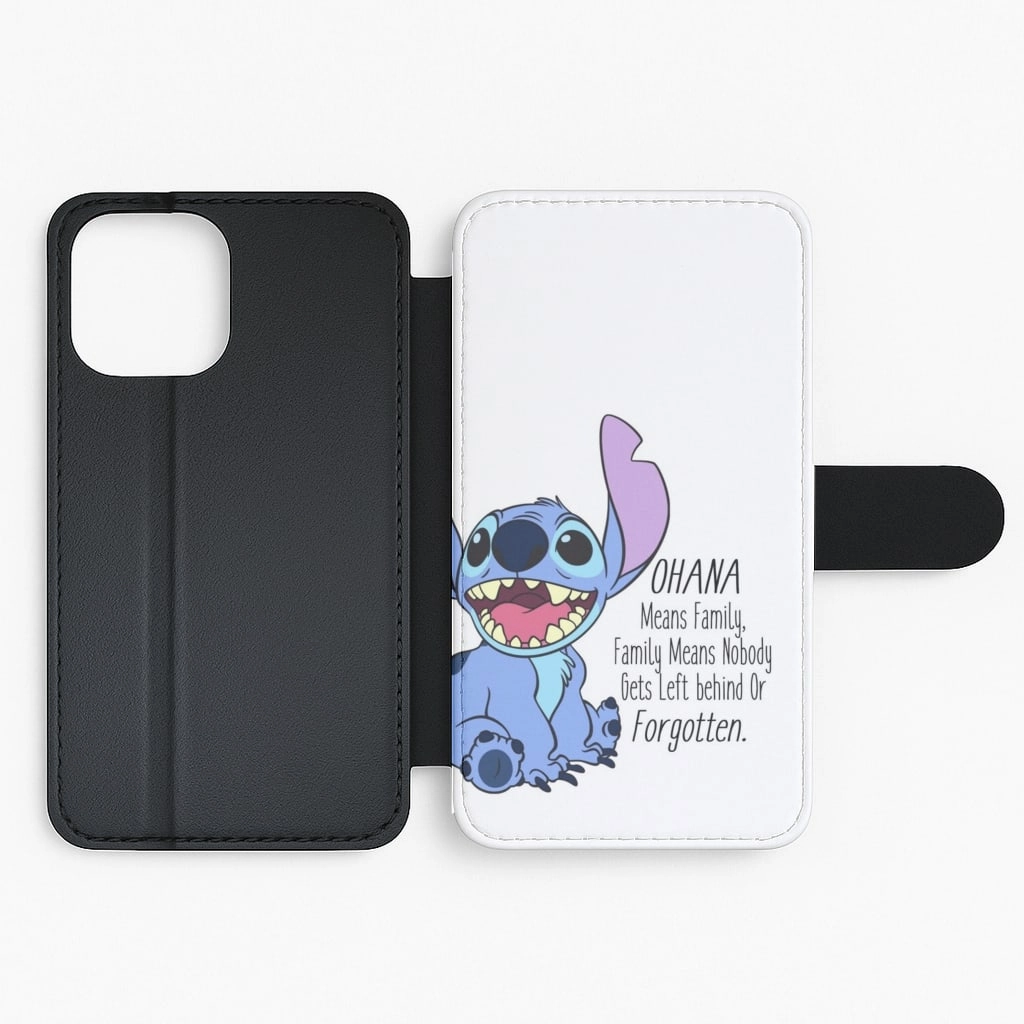 Classic Frame Ohana Means Family - Blue Alien Flip / Wallet Phone Case