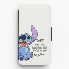Ohana Means Family - Blue Alien Flip / Wallet Phone Case Minimal Feel