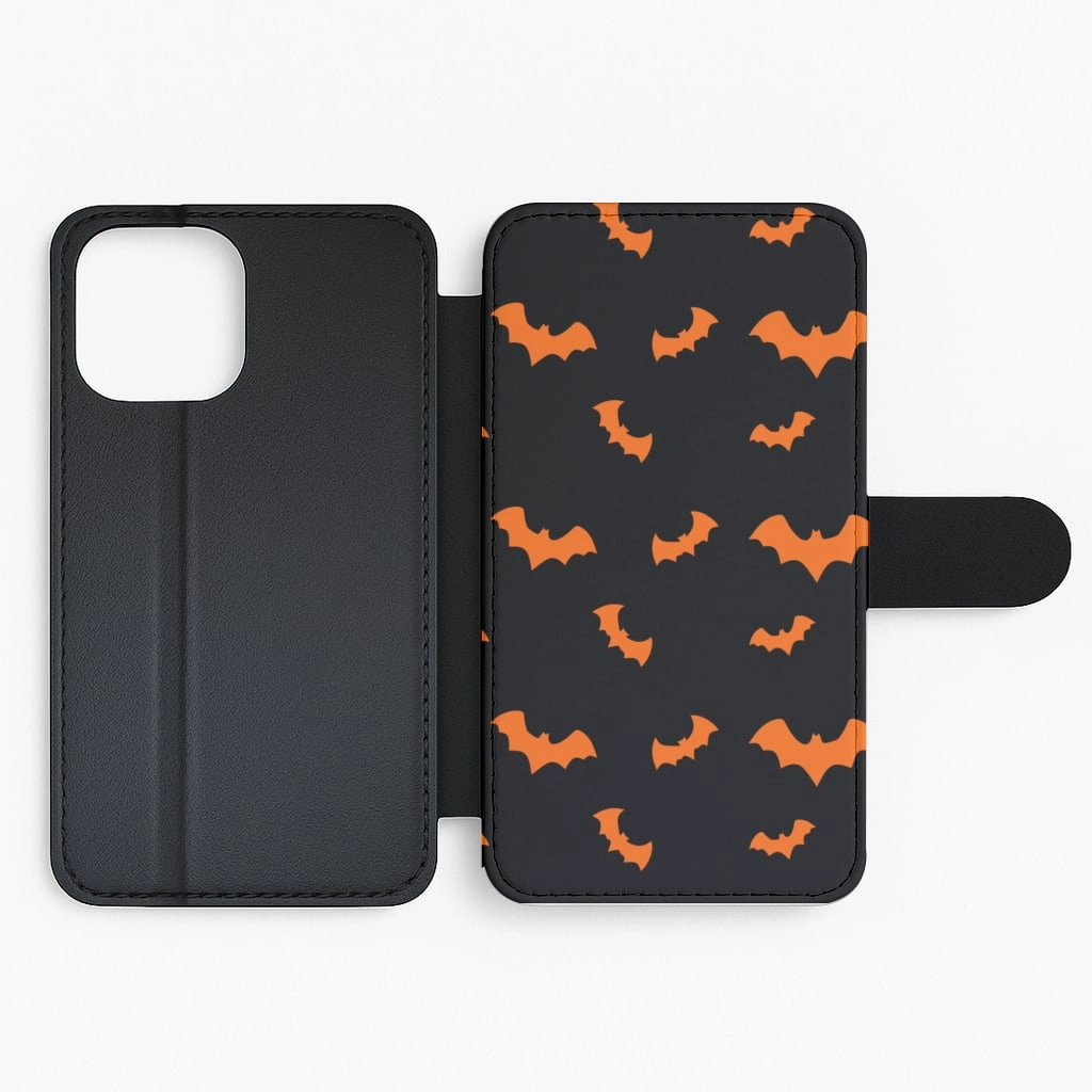 Stylish Finish Texture Shock Frame Orange Bat Flip / Wallet Phone Case
