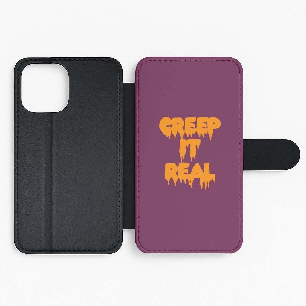 Orange Creep It Real - Halloween Flip / Wallet Phone Case Glossy Look
