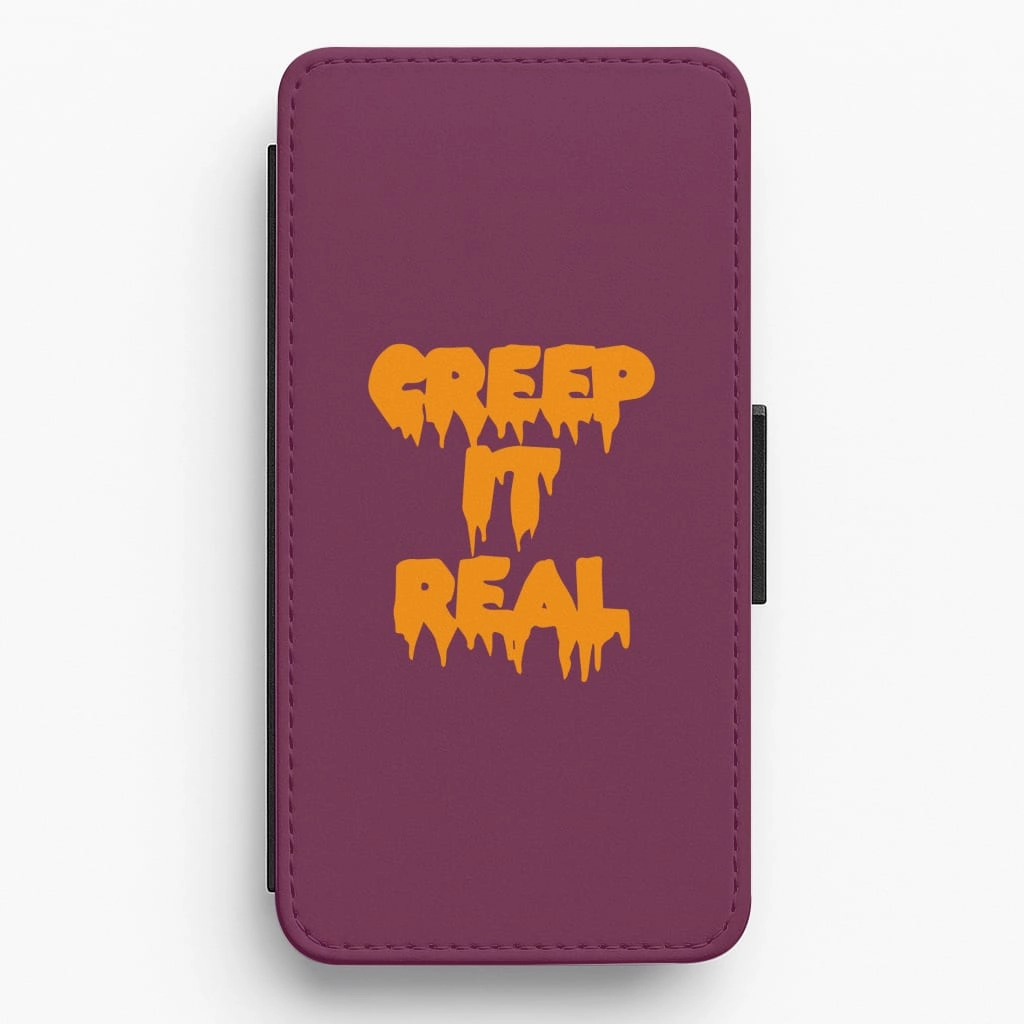 Orange Creep It Real - Halloween Flip / Wallet Phone Case Strong Outline Gift Choice