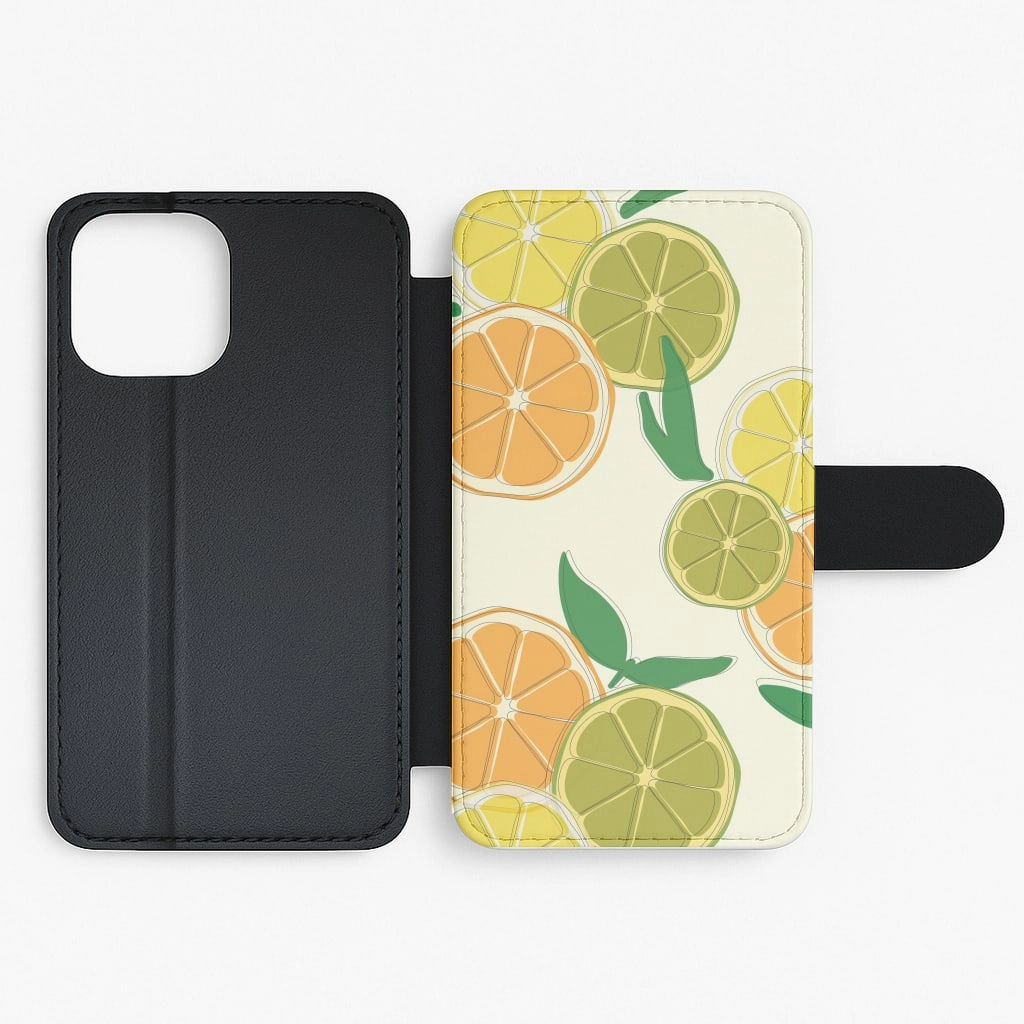 Oranges, Leomns And Limes - Fruit Patterns Flip / Wallet Phone Case Personal Style Elegant Finish Design