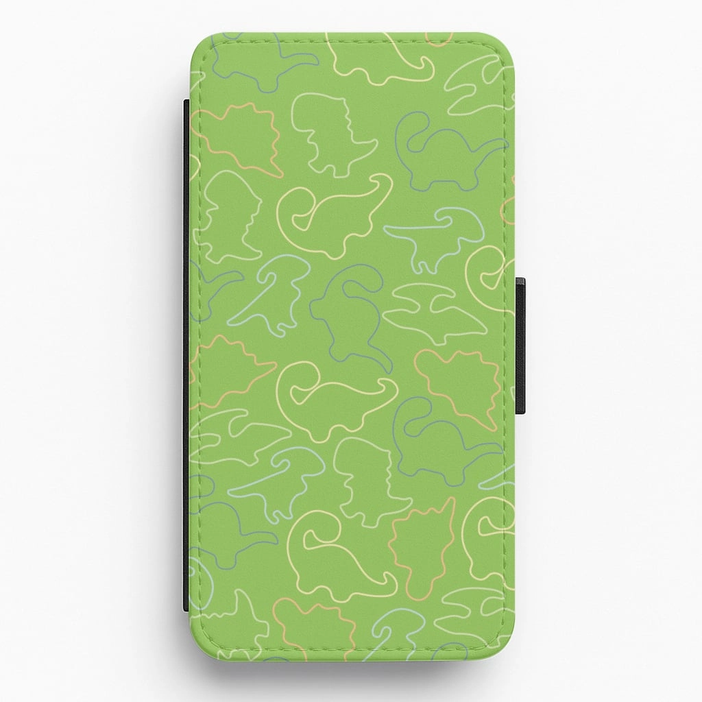 Outline Pattern - Dinosaurs Flip / Wallet Phone Case Daily Essential Classic Finish