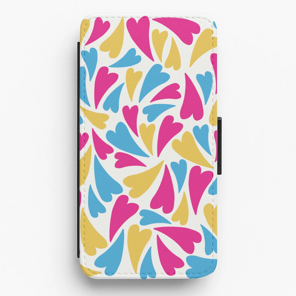Pansexual Hearts - Pride Flip / Wallet Phone Case Comfort Detail Classic Touch