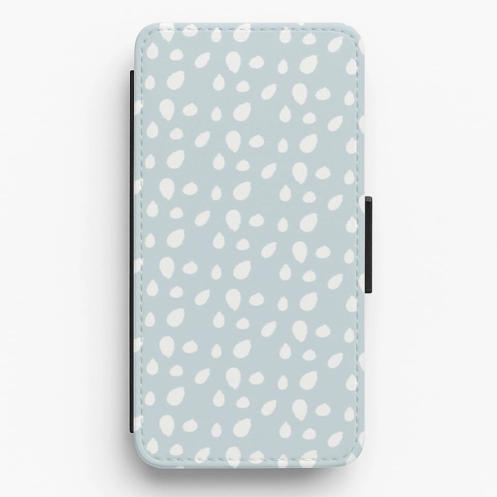 Pastel Blue Dots Flip / Wallet Phone Case Soft Frame
