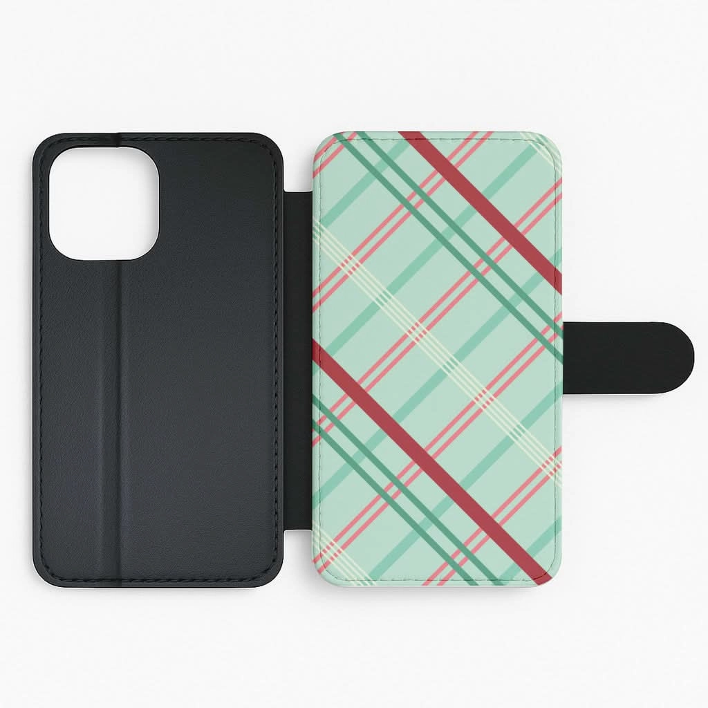 Pastel Tartan Christmas Pattern Flip / Wallet Phone Case Modern Layer Creative Texture
