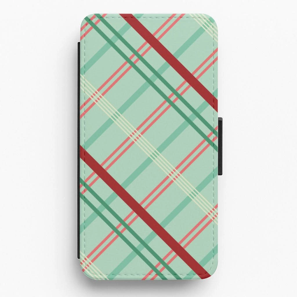 Pastel Tartan Christmas Pattern Flip / Wallet Phone Case Creative Style
