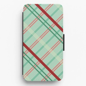 Pastel Tartan Christmas Pattern Flip / Wallet Phone Case Creative Style