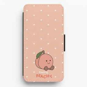 Soft Feel Futuristic style Peach Pattern Flip / Wallet Phone Case
