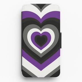 High strength Asexual Pride Heart Flip / Wallet Phone Case
