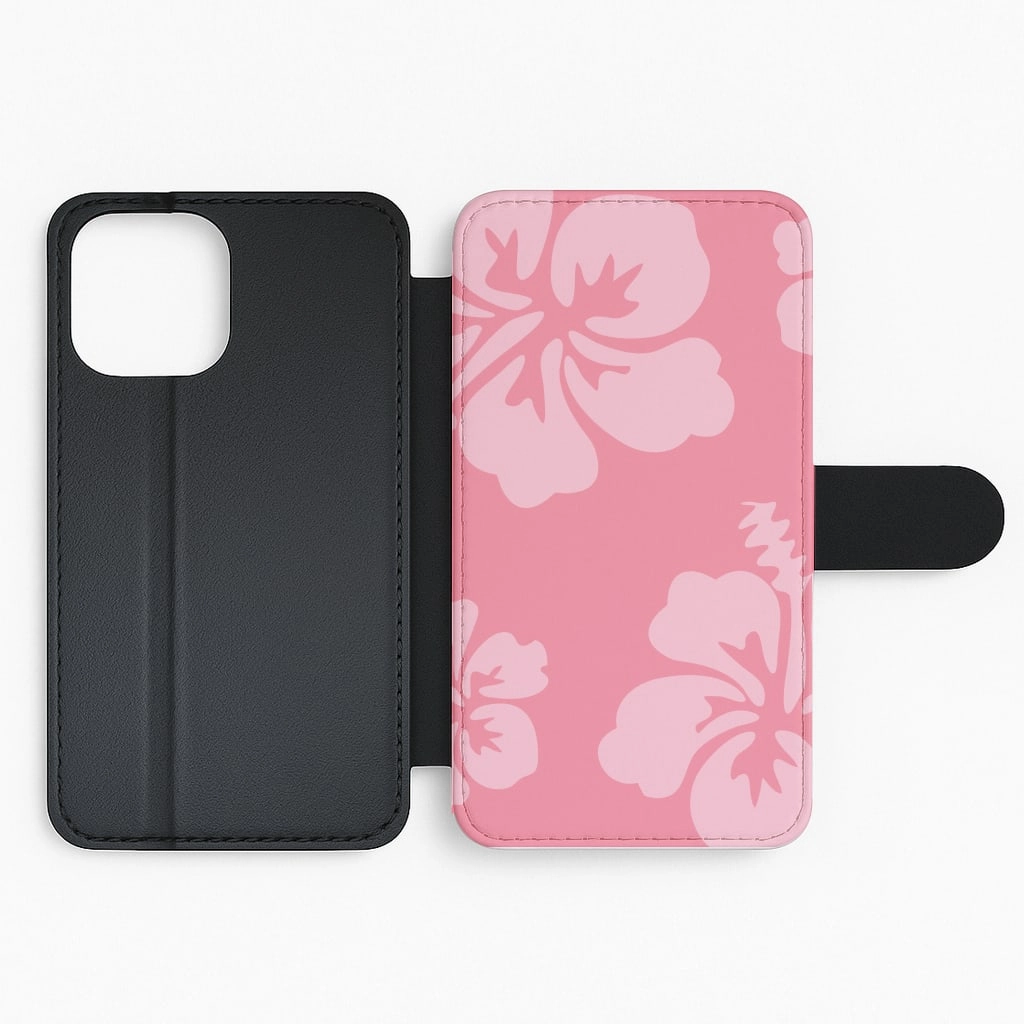 Pink Hawaiian Flowers Pattern Flip / Wallet Phone Case Elegant Look