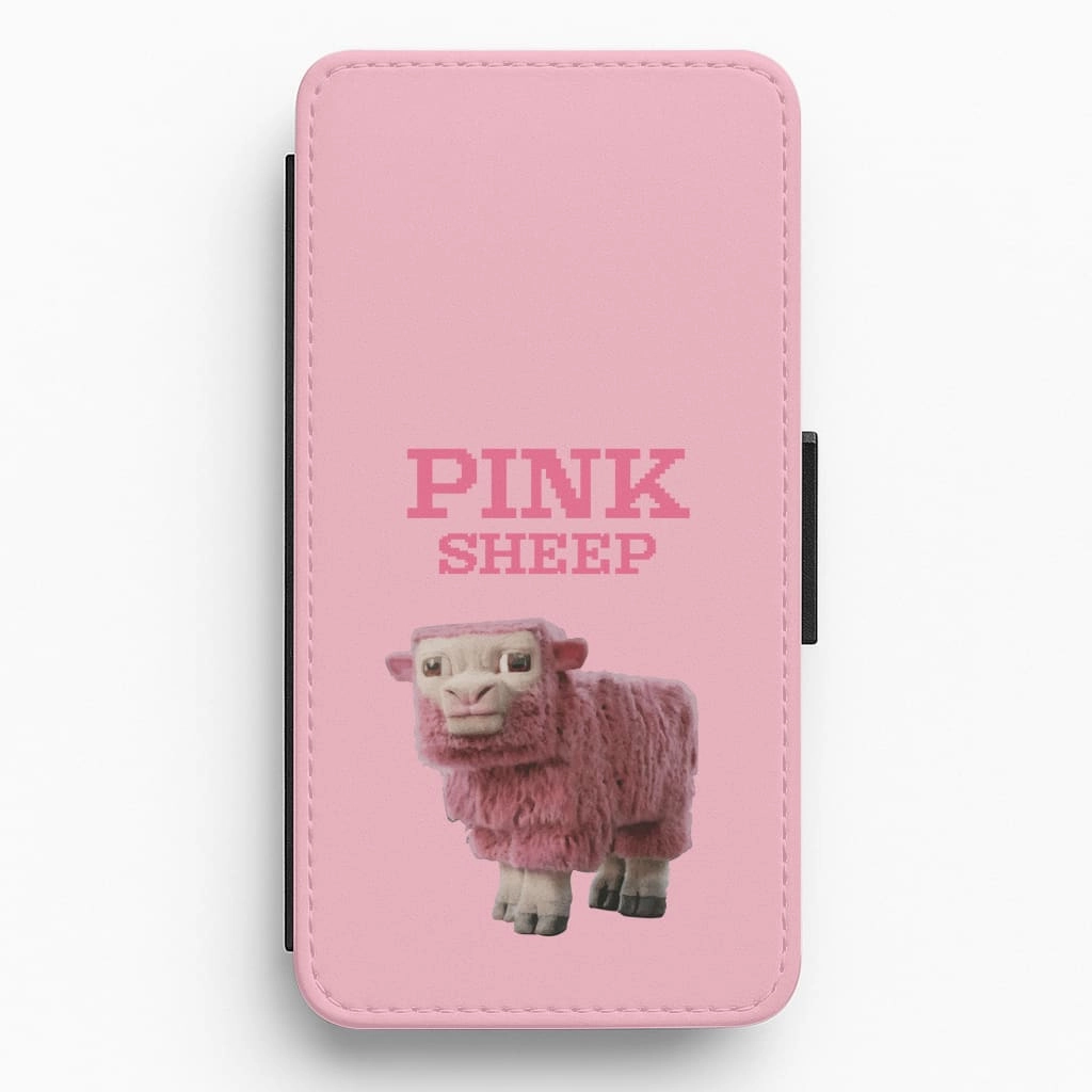 Pink Sheep Flip / Wallet Phone Case Clear View Hybrid Frame