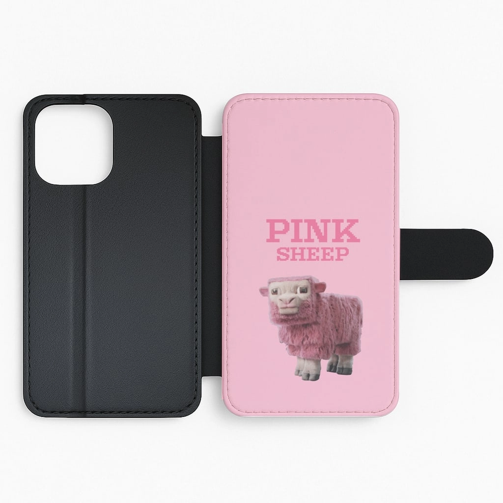 Simple Texture Pink Sheep Flip / Wallet Phone Case