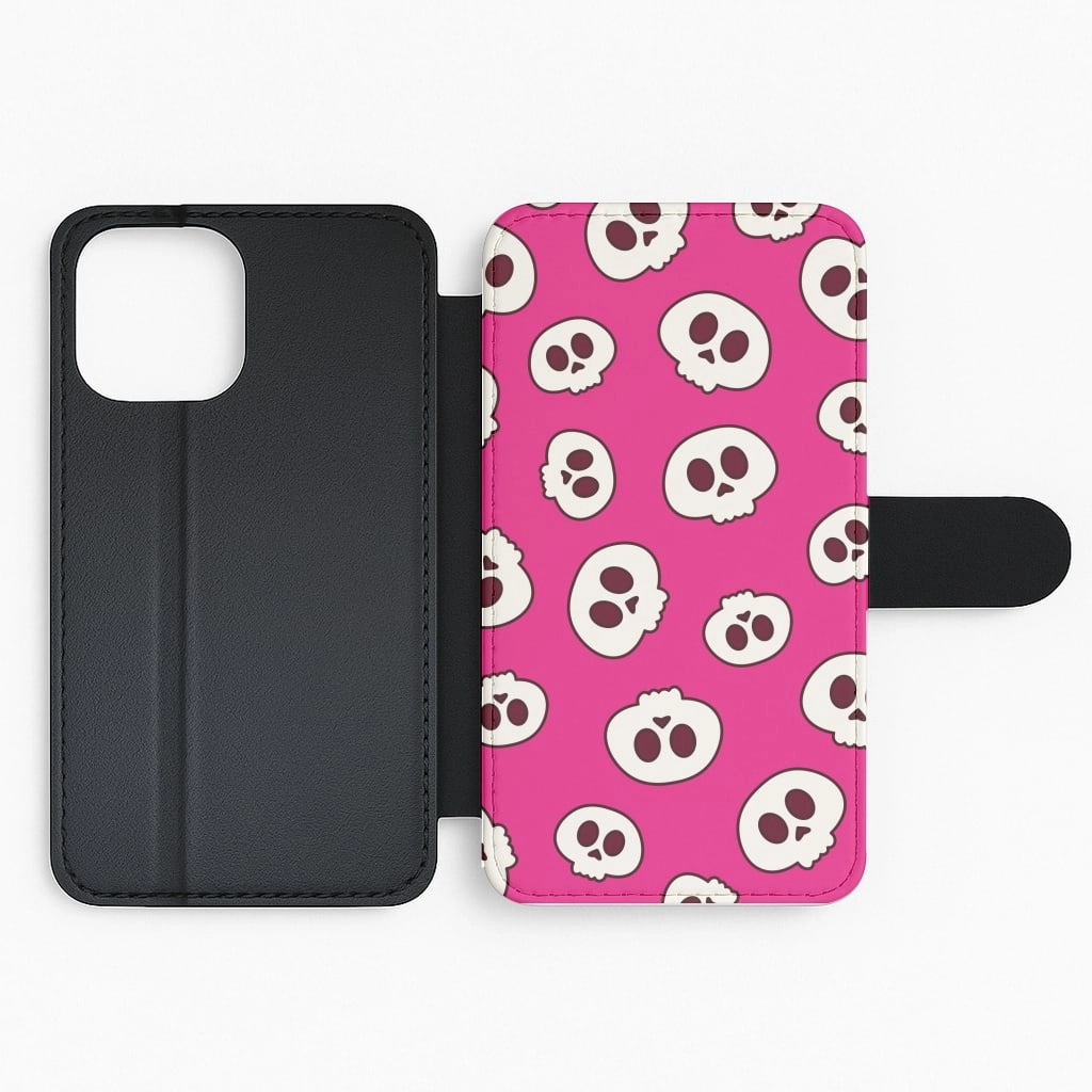 Pink Skulls Pattern Flip / Wallet Phone Case Handheld device Eco Friendly