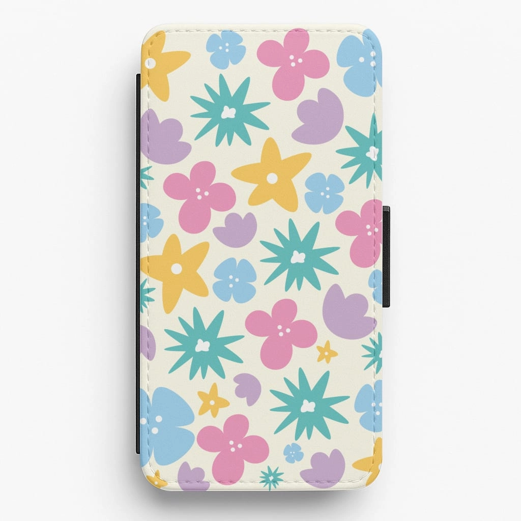 Playful Flowers - Floral Patterns Flip / Wallet Phone Case High protection Polished Finish Texture