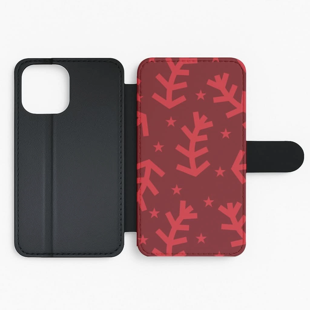 Abstract Ferns And Snowflakes Pattern Flip / Wallet Phone Case Hand Feel