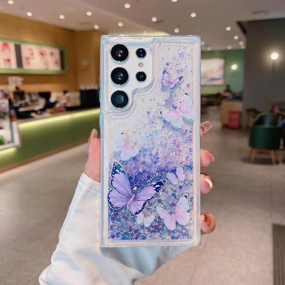 Ultra Slim Shock Absorbing Butterfly Glitz Glam Phone Case - Samsung