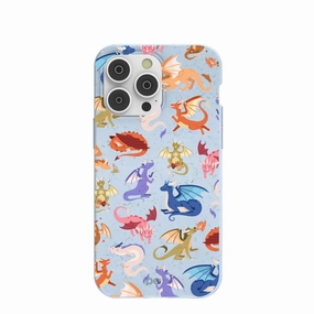 Soft Edge Texture Powder Blue Dragon Cuties iPhone 14 Pro Max Case