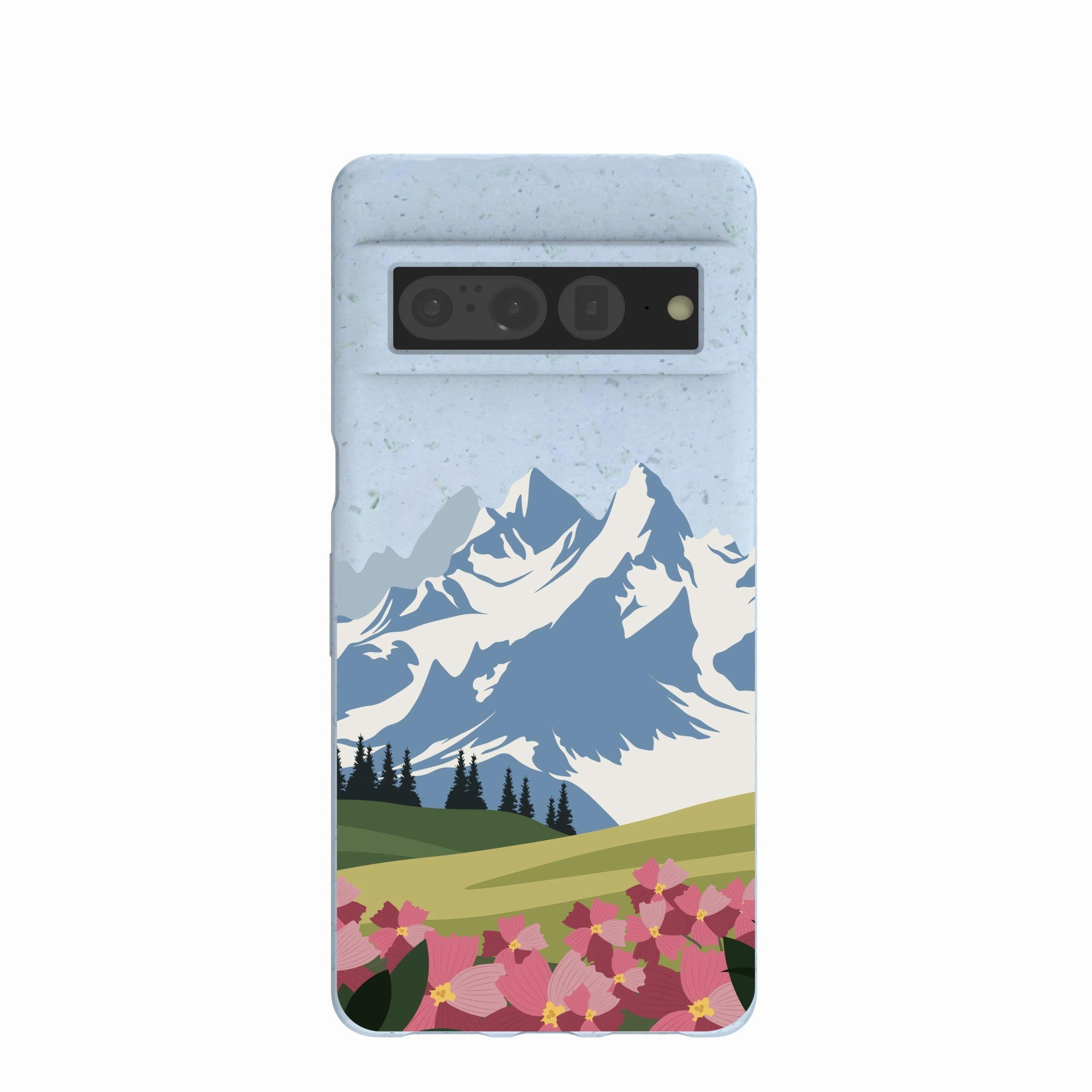 Protective Form Powder Blue Mountains and Blooms Google Pixel 7 Pro Case