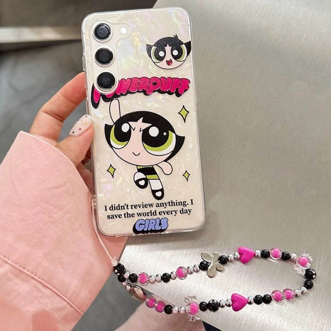 Modern Accent Trendy Texture Finish Powerpuff Superhero Style Case with Charm - Samsung