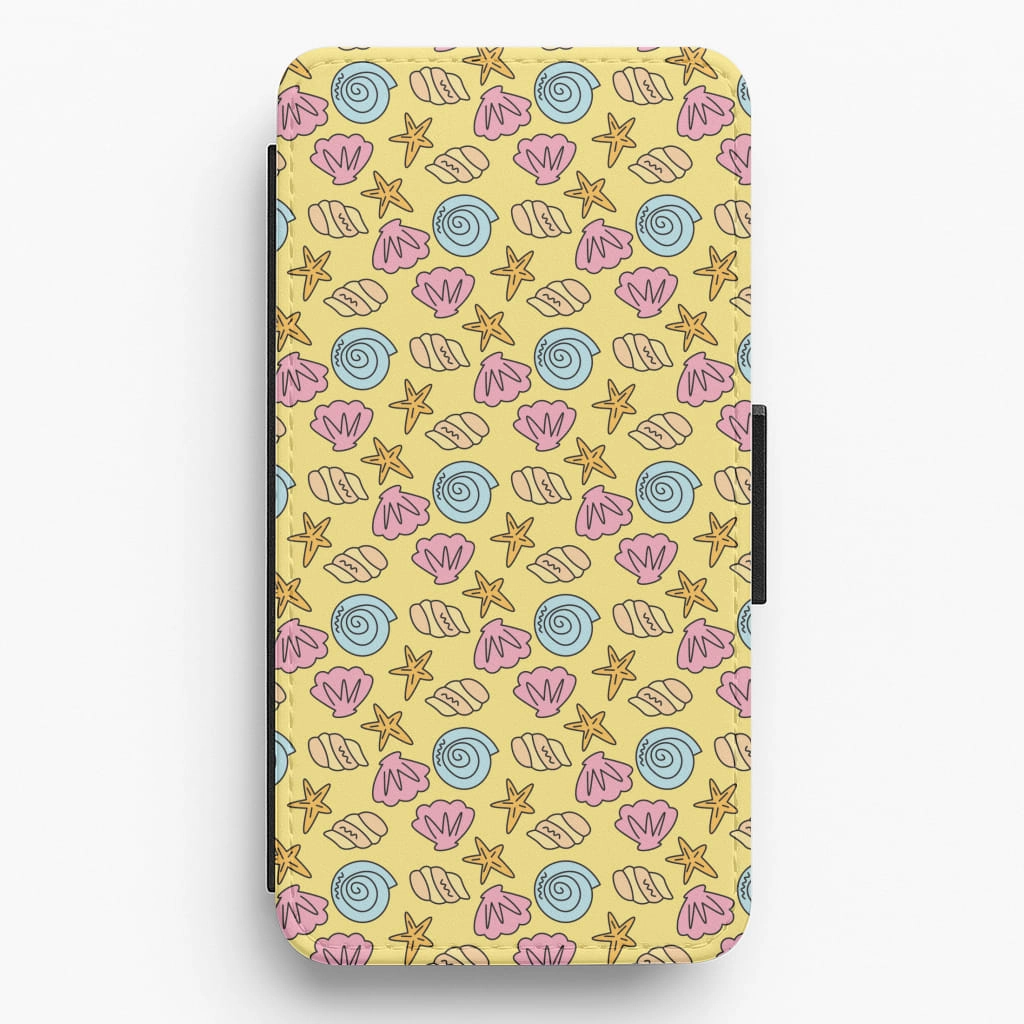 Premium Detail Finish Durable Build Texture Seashells Pattern 2 Flip / Wallet Phone Case