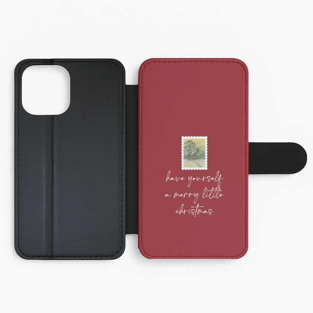 A Merry Little Christmas Stamp Flip / Wallet Phone Case Elegant Surface Sporty Design