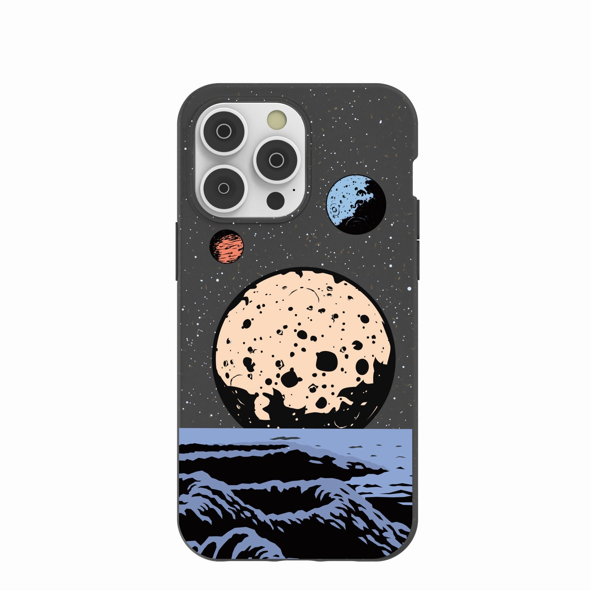 Black Retro Moon iPhone 14 Pro Max Case Impact shield Comfort Style