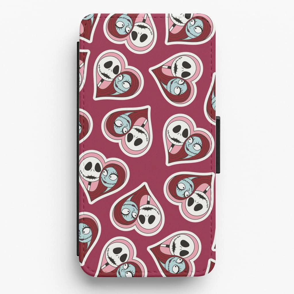 Smooth Surface J And S Heart Pattern Flip / Wallet Phone Case