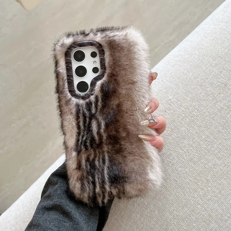 Durable touch Plush Cat Fur Phone Case - Samsung