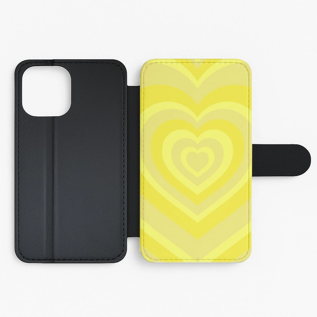 easy installation Yellow - Colourful Hearts Flip / Wallet Phone Case