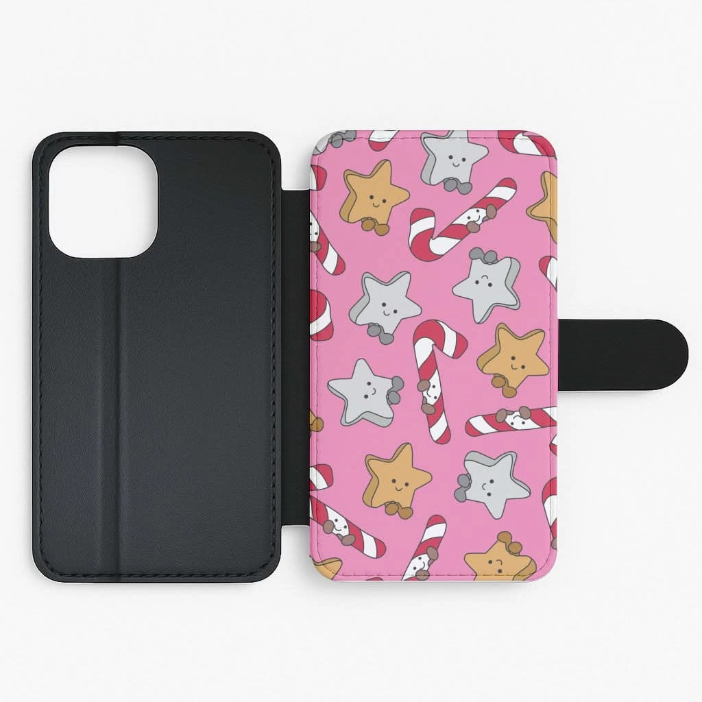 Pink Christmas Plushies Pattern Flip / Wallet Phone Case Premium Material