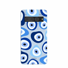 Powder Blue Evil Eye Google Pixel 7 Pro Case Smooth Pattern Finish Reusable Material