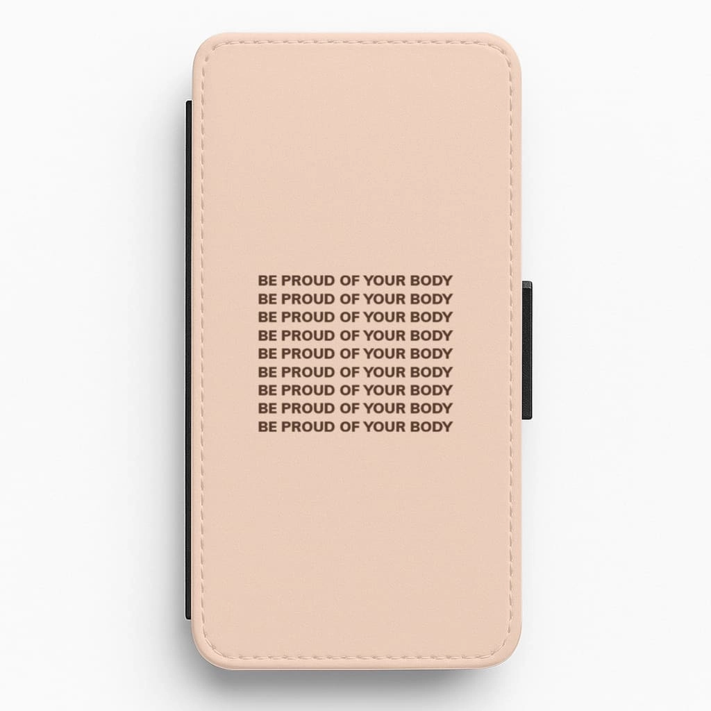 Trendy Look Protective Edge Layer Be Proud Of Your Body Flip / Wallet Phone Case