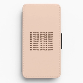 Trendy Look Protective Edge Layer Be Proud Of Your Body Flip / Wallet Phone Case