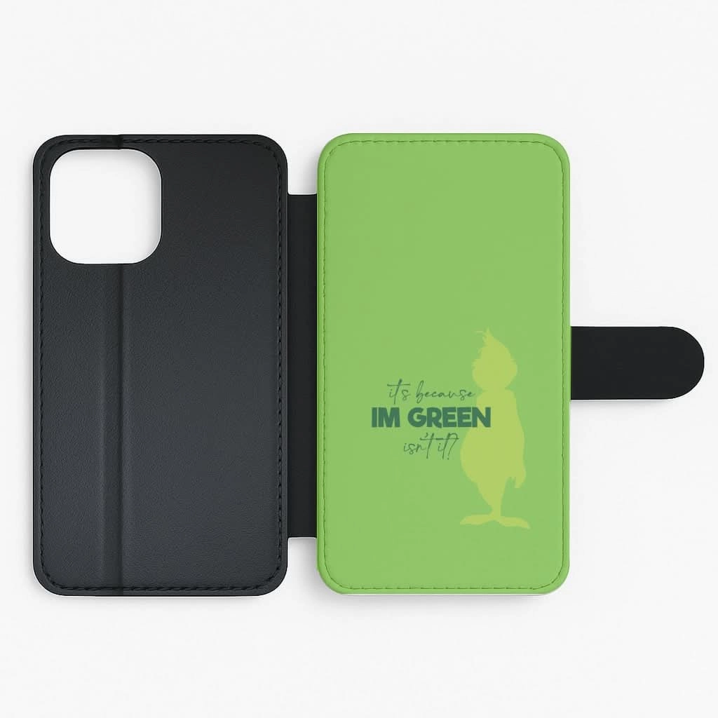 Rugged Detail Layer Unisex Design Because I'm Green Flip / Wallet Phone Case