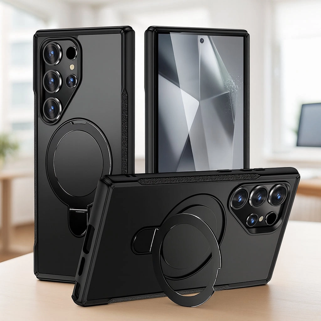 Unique Artwork Hybrid Touch Glacier Shield Ring Stand Case