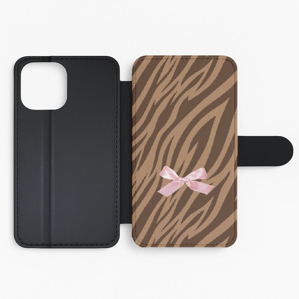 Coquette Brown Tiger Print Flip / Wallet Phone Case Matte Surface Design Rugged Detail Layer