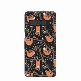 Polished Finish Compact Feel Black Jungle Sloths Google Pixel 7 Pro Case