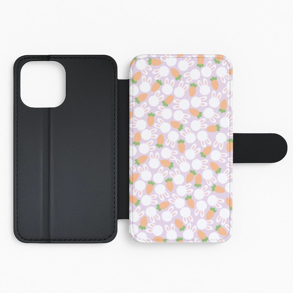 Hybrid Form Rabbits And Carrots - Easter Patterns Flip / Wallet Phone Case